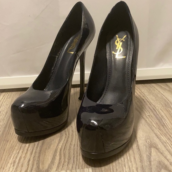 Navy YSL Tribute Pumps - Picture 1 of 4